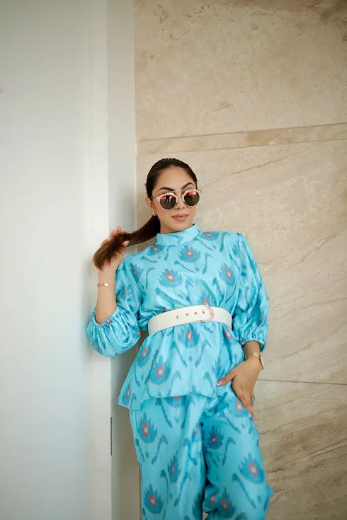 Miley Blue Ikkat Coord